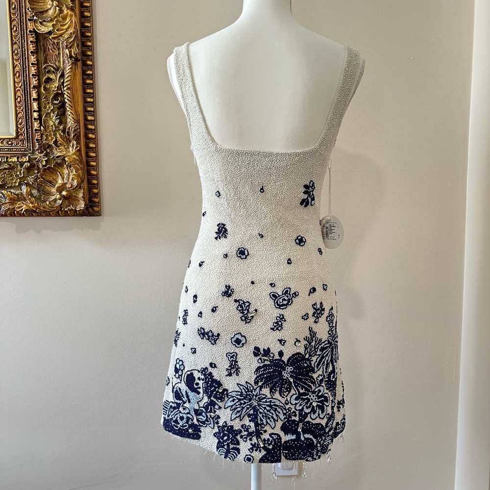 Staud  White and Blue Sleeveless Sundress - Picture 7 of 8